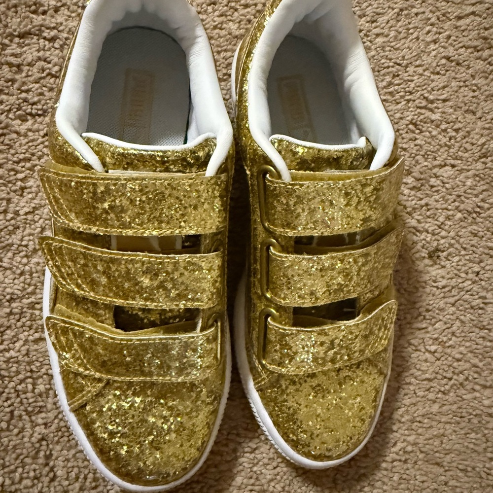 Puma Kids Gold Glitter Velcro Sneakers